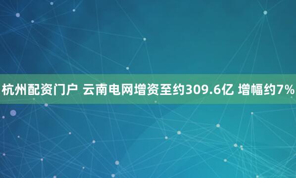 杭州配资门户 云南电网增资至约309.6亿 增幅约7%